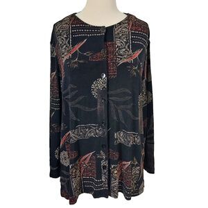 CITIKNITS Women Travel Knit Button Up Shirt Top Slinky Stretch Size 1X Plus